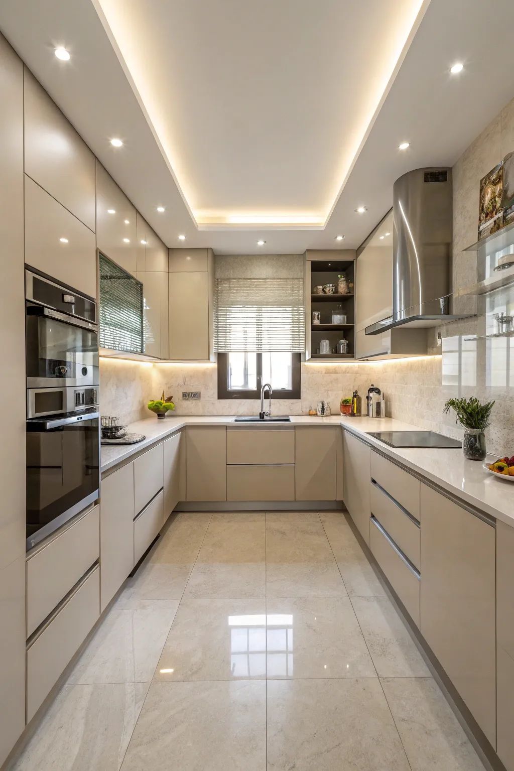 Tủ bếp gỗ MDF phủ melamine chữ U