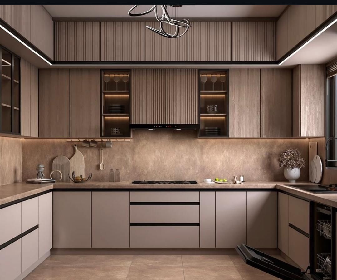 Tủ bếp gỗ MDF phủ melamine chữ U
