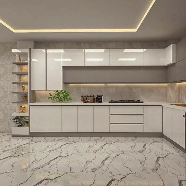 Tủ bếp gỗ MDF phủ melamine chữ L