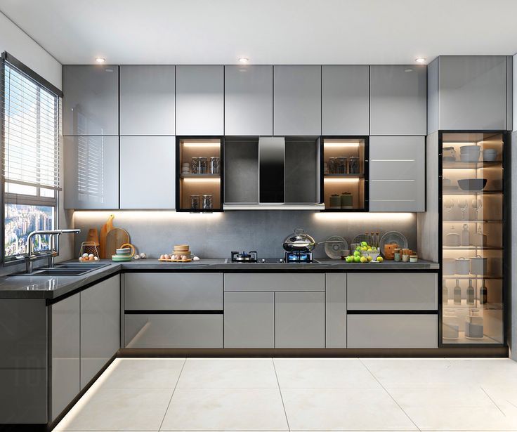 Tủ bếp gỗ MDF phủ melamine chữ L