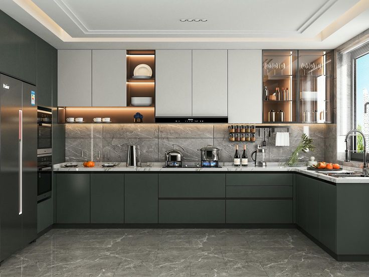 Tủ bếp gỗ MDF phủ melamine chữ L