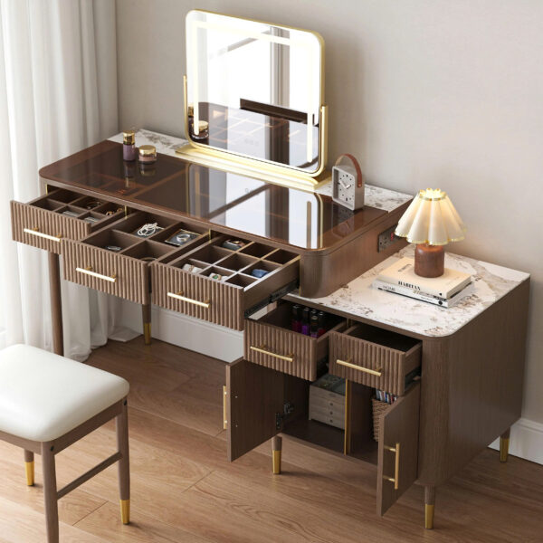 Bàn Trang Điểm Đa Năng Có Tủ Kéo & Gương Cảm Ứng Đèn LED