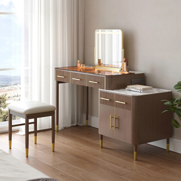 Bàn Trang Điểm Đa Năng Có Tủ Kéo & Gương Cảm Ứng Đèn LED