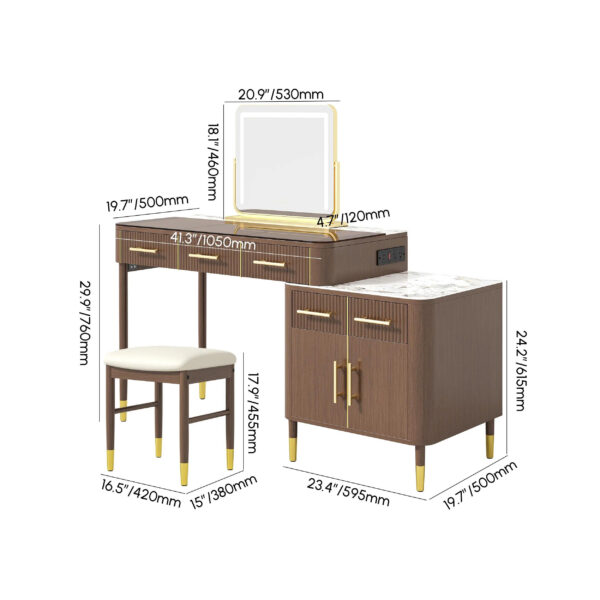 Bàn Trang Điểm Đa Năng Có Tủ Kéo & Gương Cảm Ứng Đèn LED