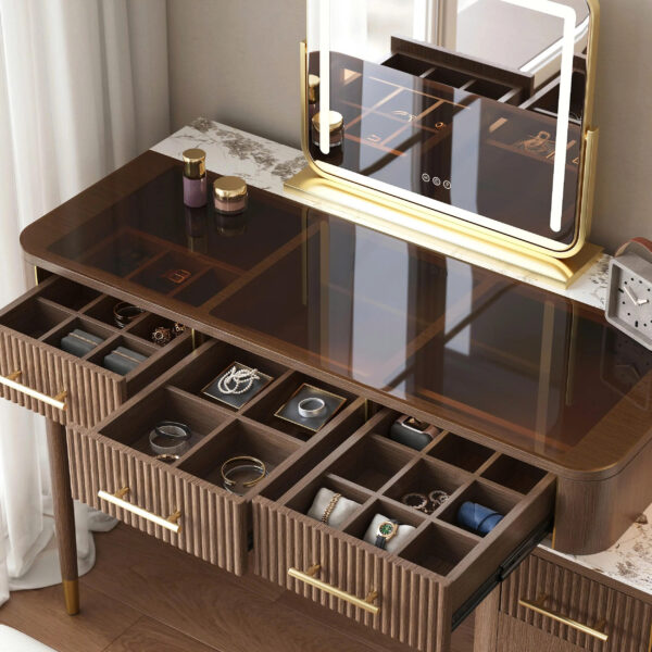 Bàn Trang Điểm Đa Năng Có Tủ Kéo & Gương Cảm Ứng Đèn LED
