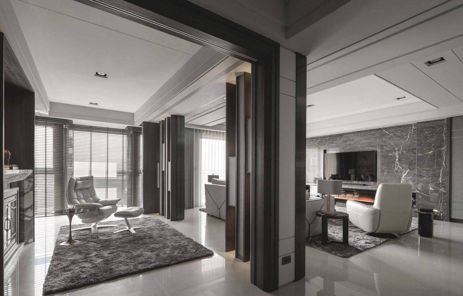 thiết kế phòng khách màu trắng