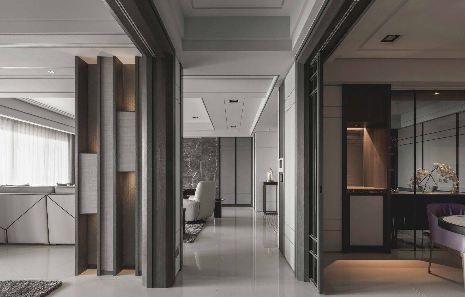 thiết kế phòng khách màu trắng